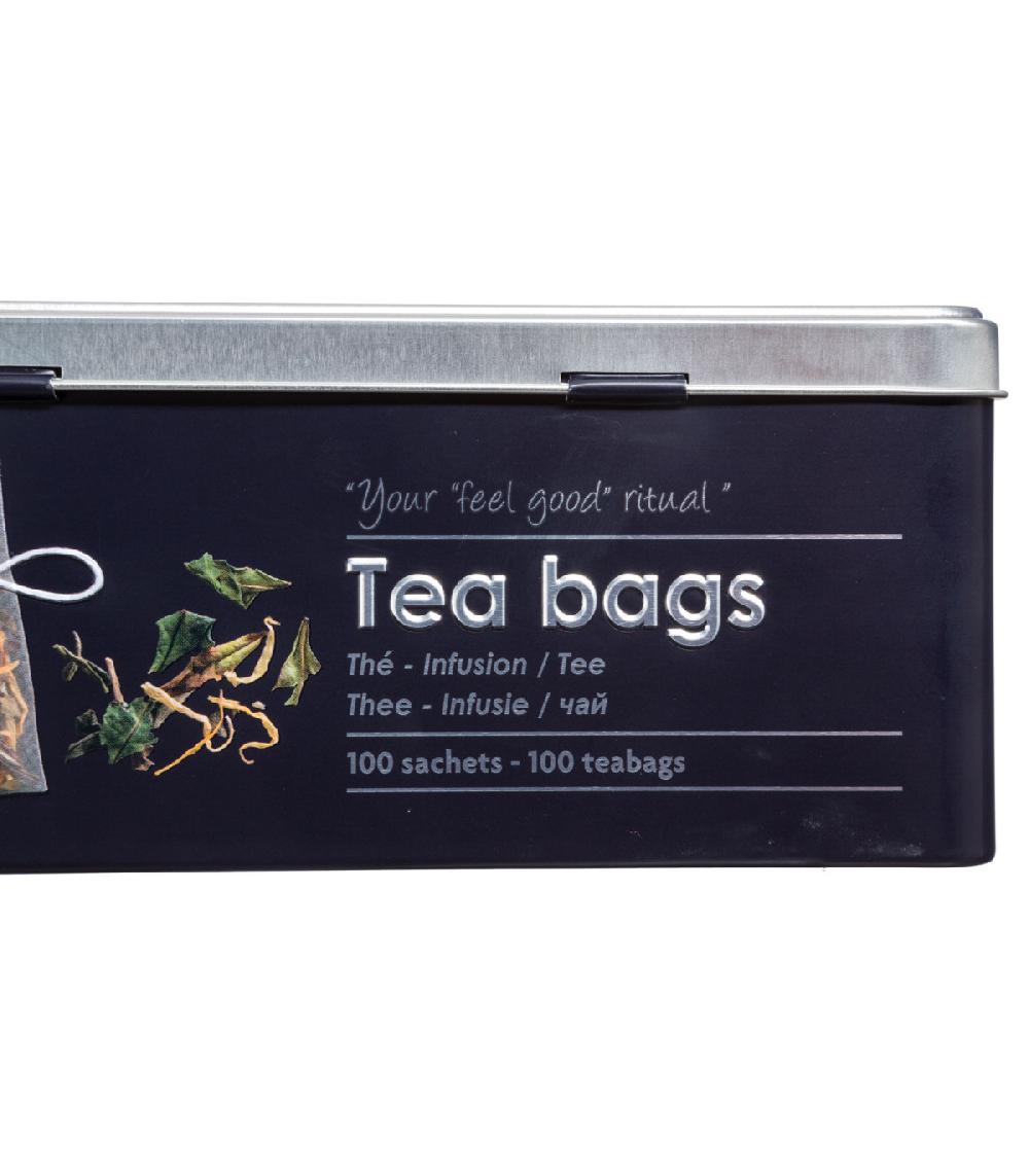 Wadiga Boîte à Thé En Métal Noir - 100 Sachets