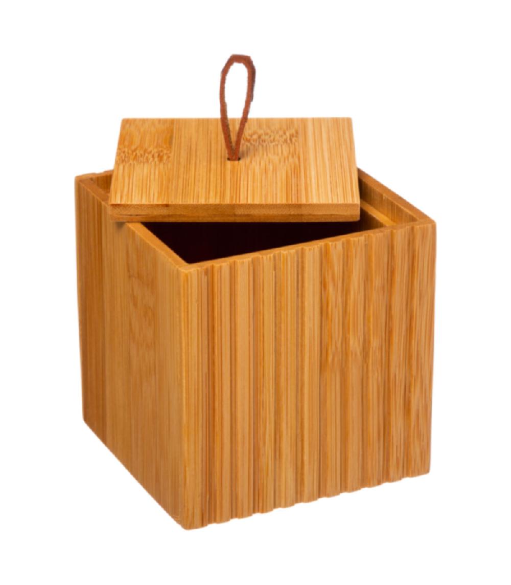 Wadiga Boîte Salle De Bain Carrée Bambou - 9x9x9cm