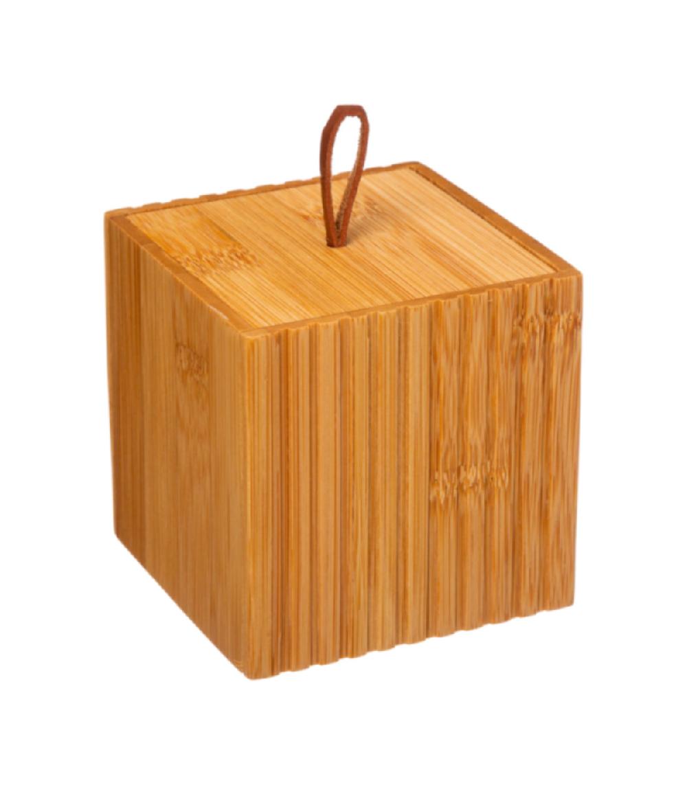 wadiga Boîte salle de bain carrée bambou - 9x9x9cm