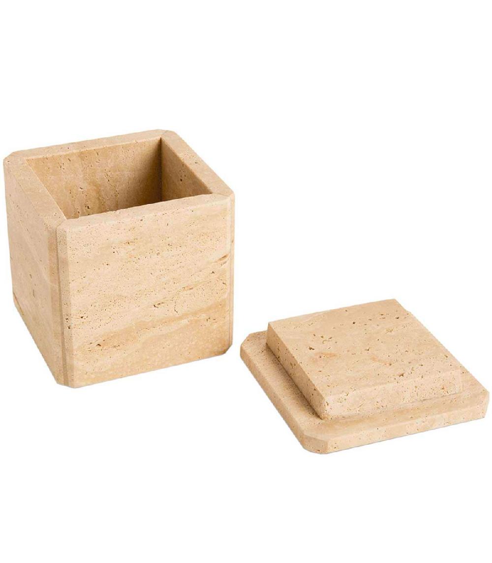 Wadiga Boîte Salle De Bain En Travertin 9x9x9.5cm