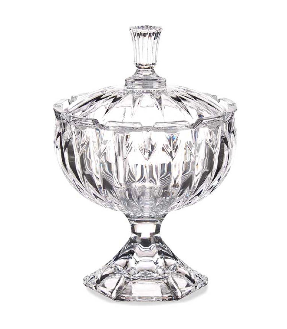 wadiga Bonbonnière en verre taillé sur pied