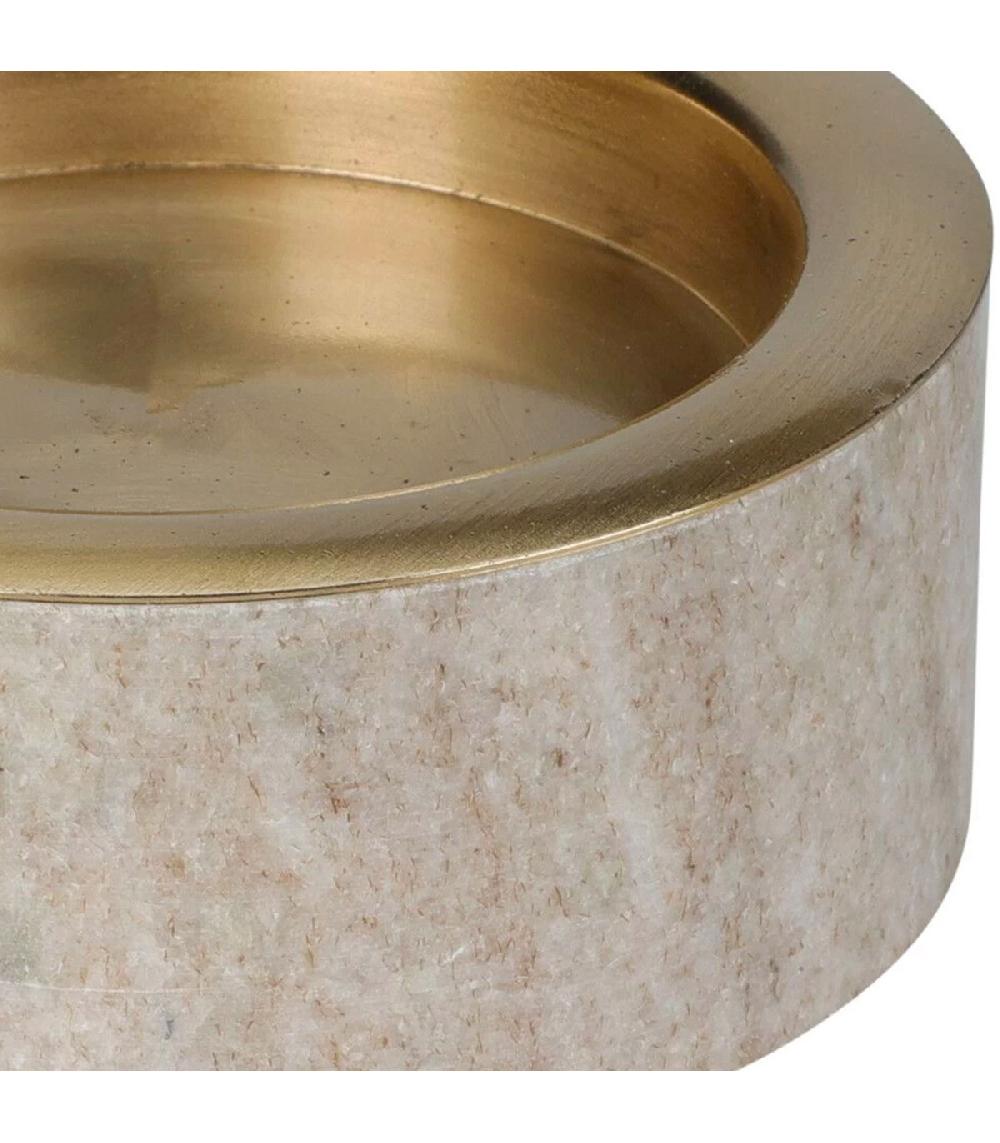 Wadiga Bougeoir En Marbre Et Métal Doré 10x10x4cm