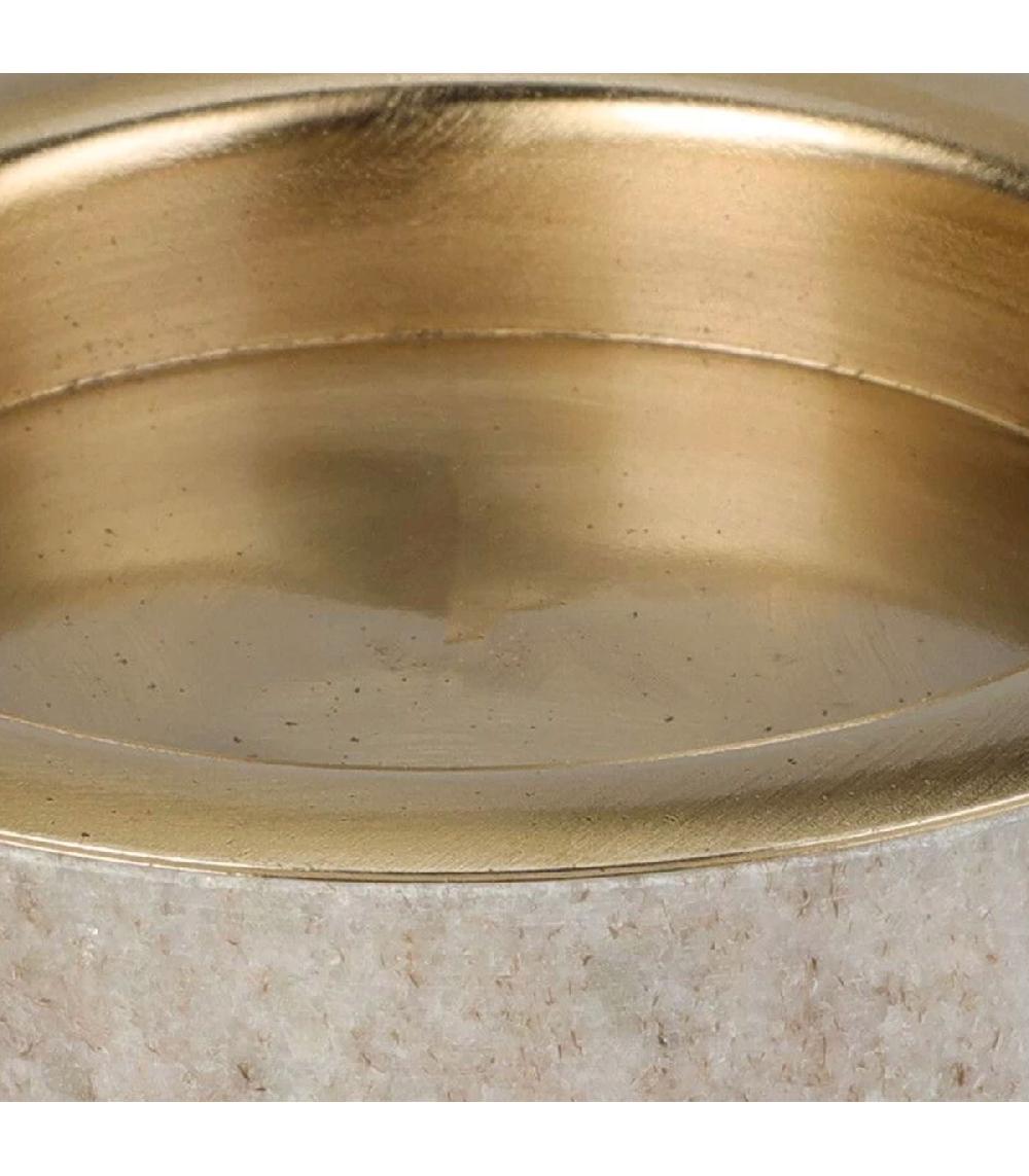 Wadiga Bougeoir En Marbre Et Métal Doré 10x10x4cm