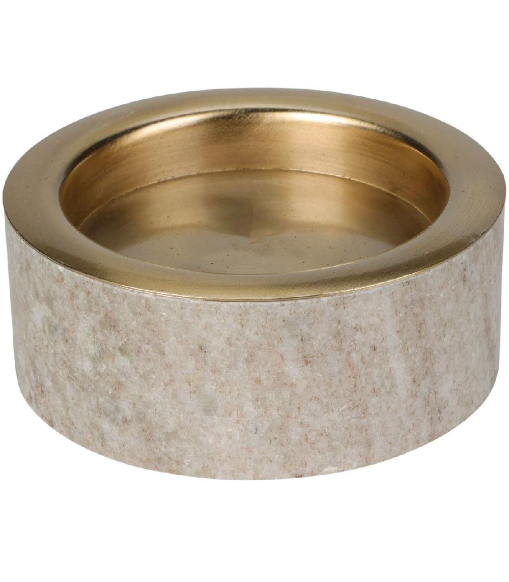 wadiga Bougeoir en marbre et métal doré 10x10x4cm