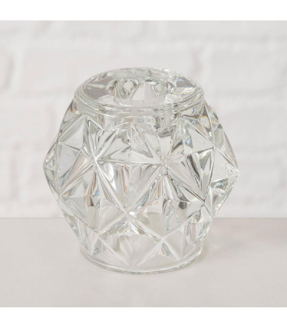 Wadiga Bougeoir En Verre Diamant 6x6x7.5cm