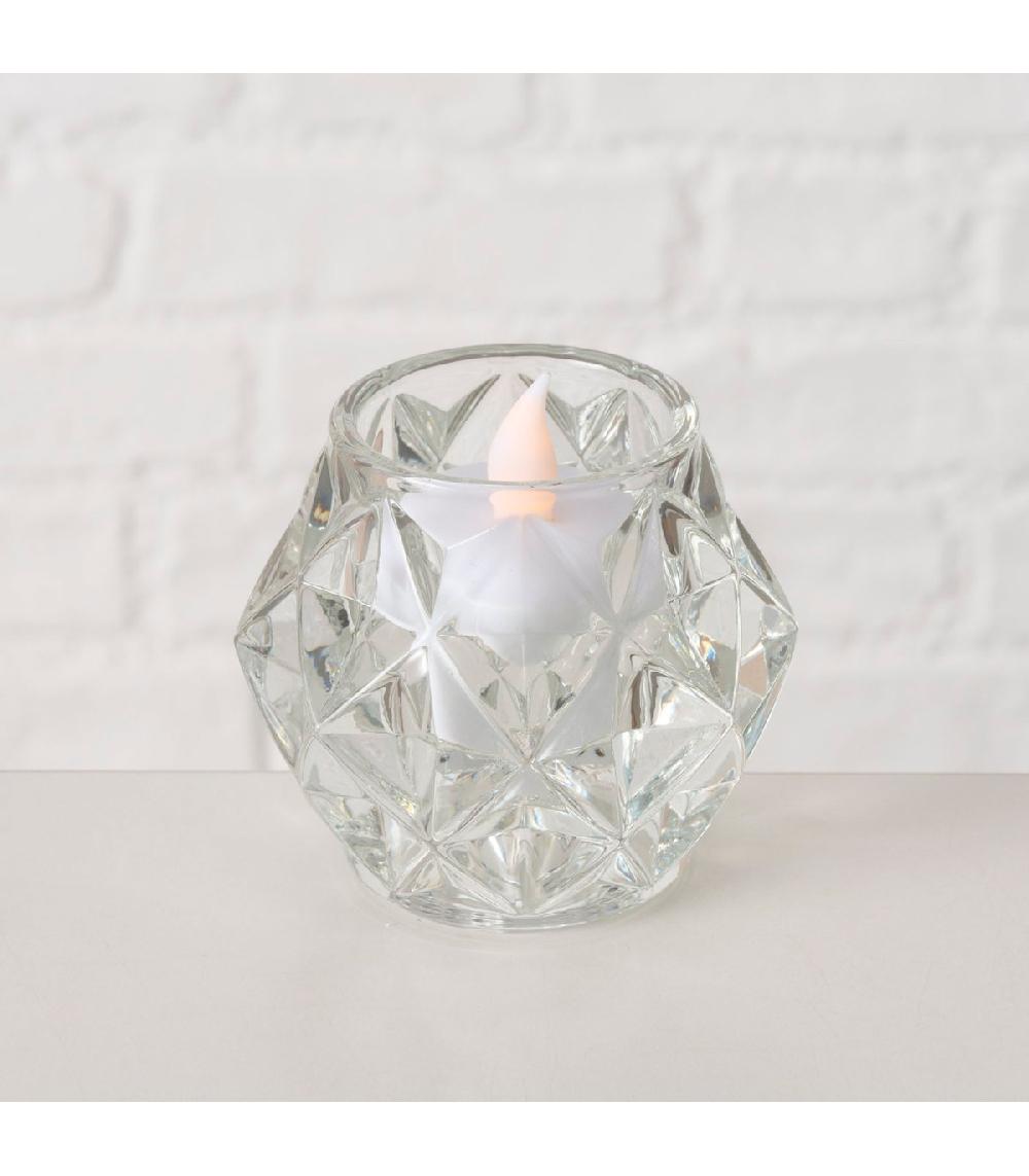 Wadiga Bougeoir En Verre Diamant 6x6x7.5cm