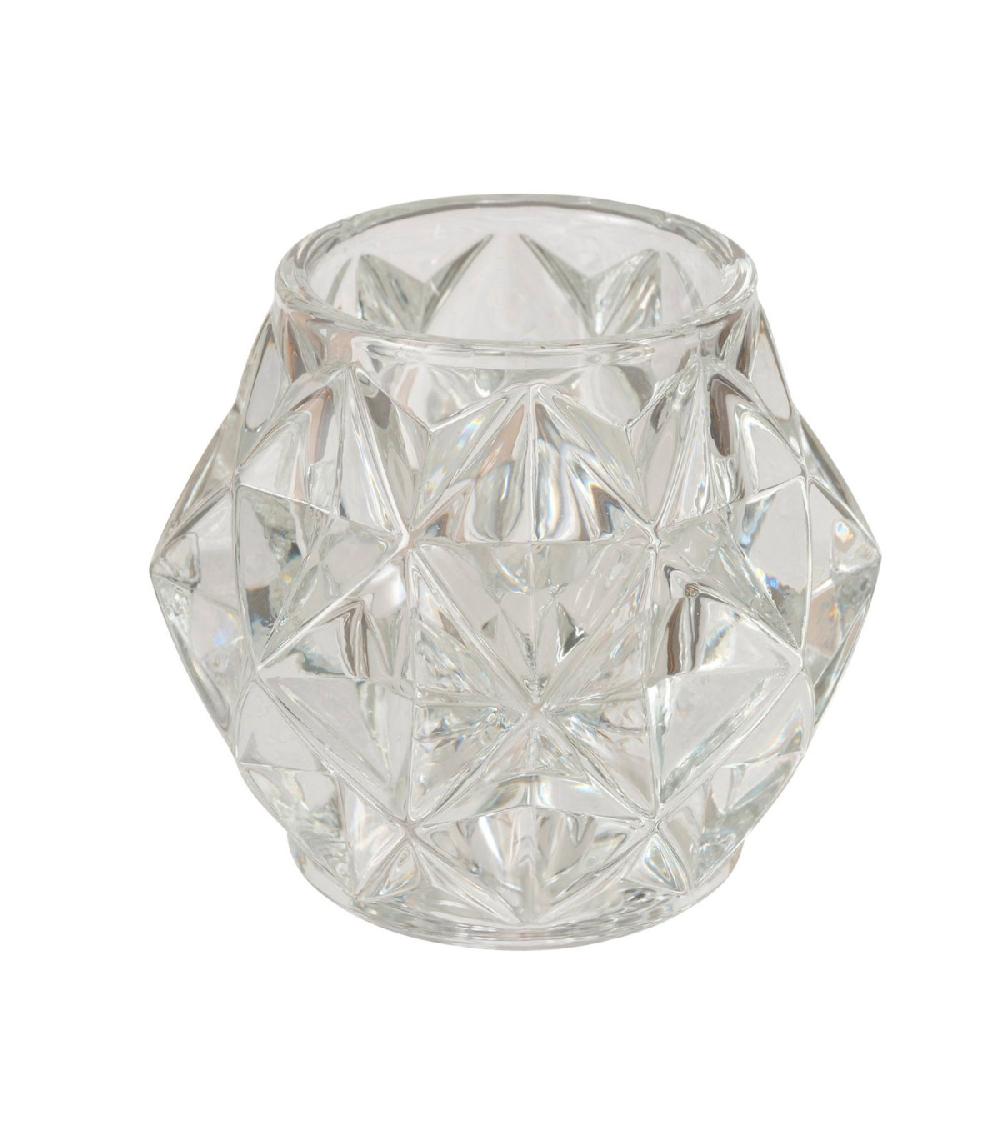 wadiga Bougeoir en verre diamant 6x6x7.5cm
