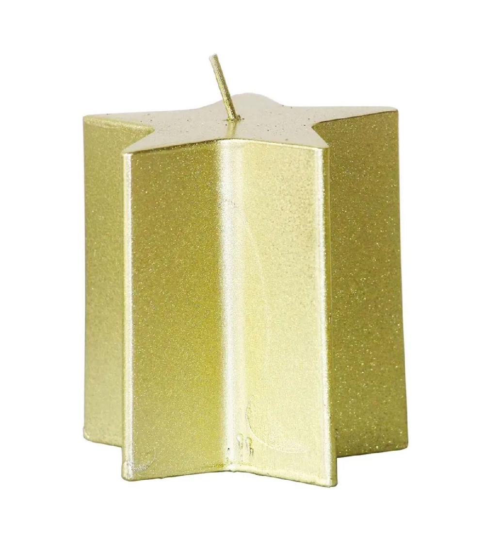 wadiga Bougie de Noël dorée étoile - 7x7x7.5cm