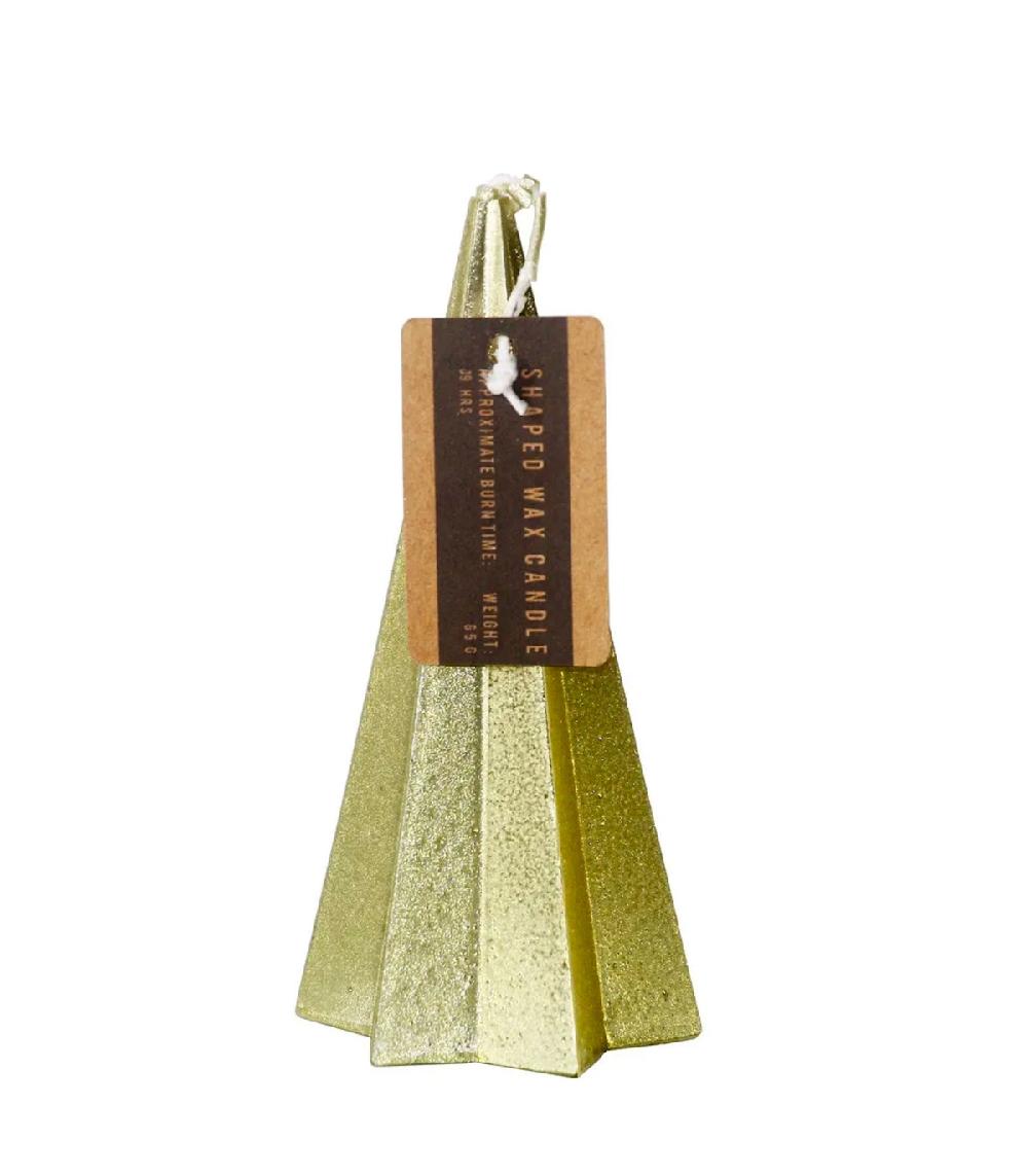 Wadiga Bougie De Noël Dorée Pyramide - 5.5x5.5x11cm