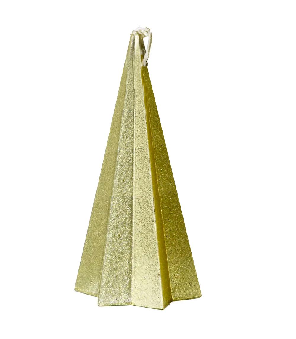 wadiga Bougie de Noël dorée pyramide - 5.5x5.5x11cm
