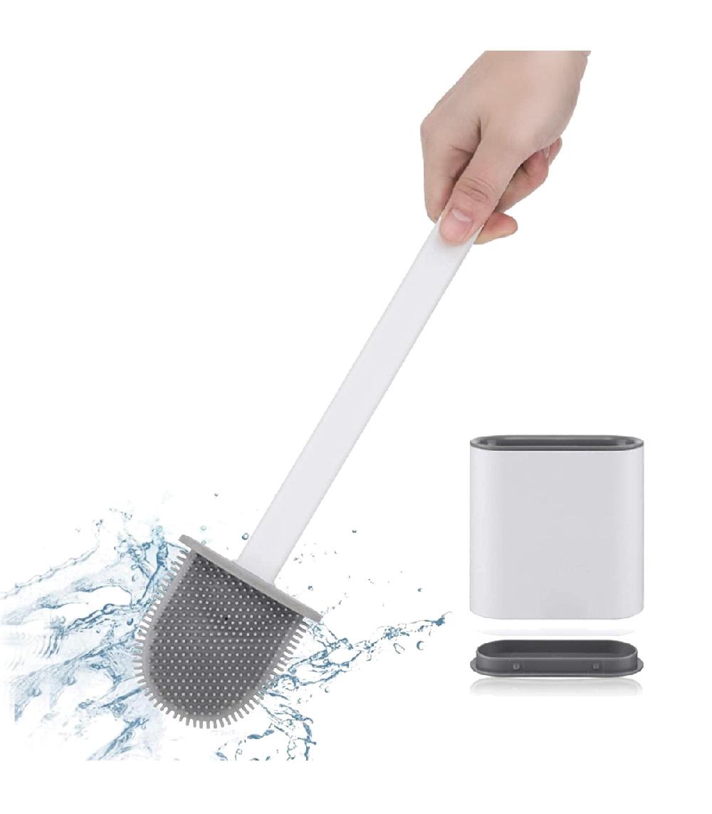 Wadiga Brosse WC Blanche En Silicone Avec Ventouse