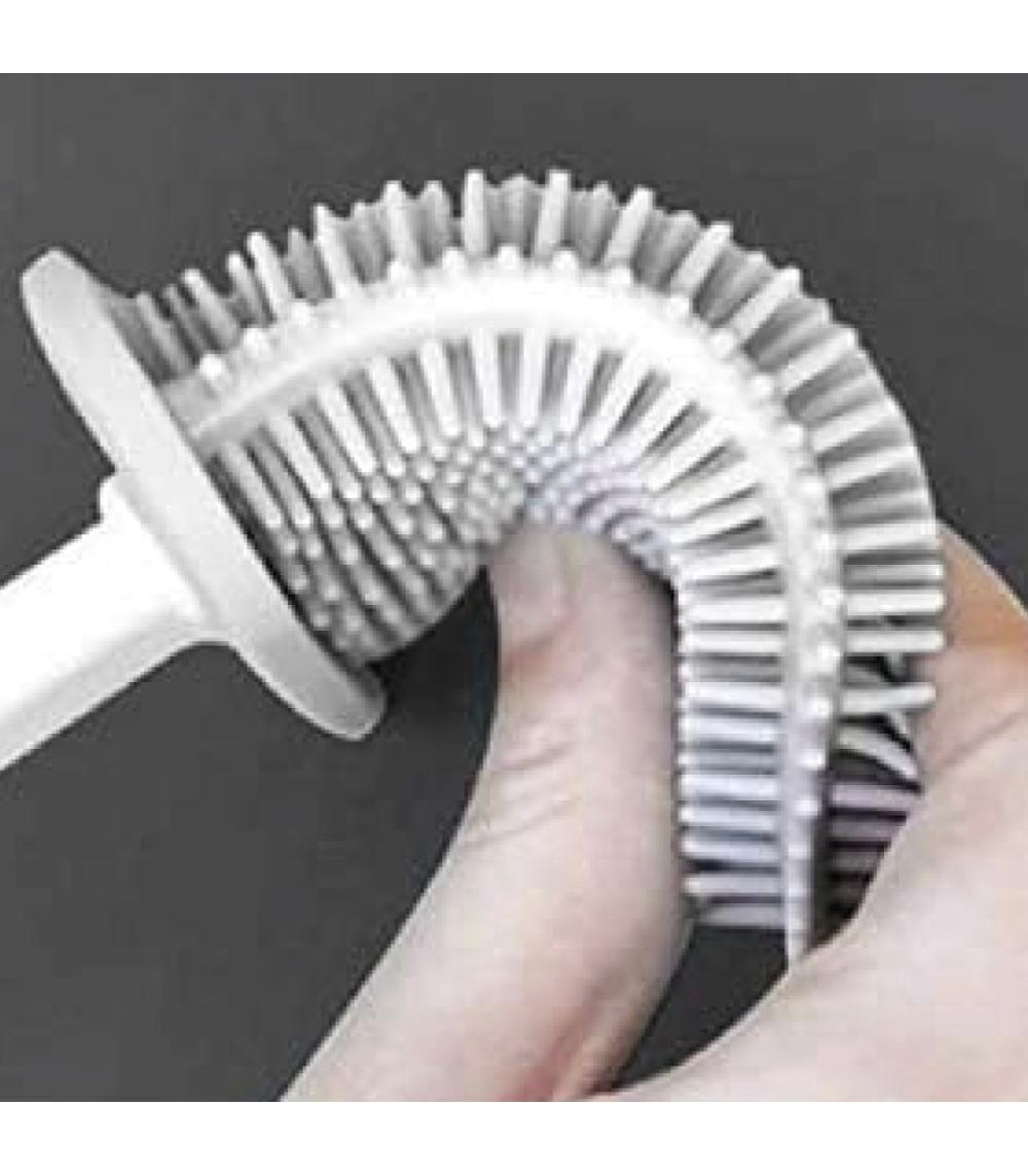 Wadiga Brosse WC Blanche En Silicone Avec Ventouse