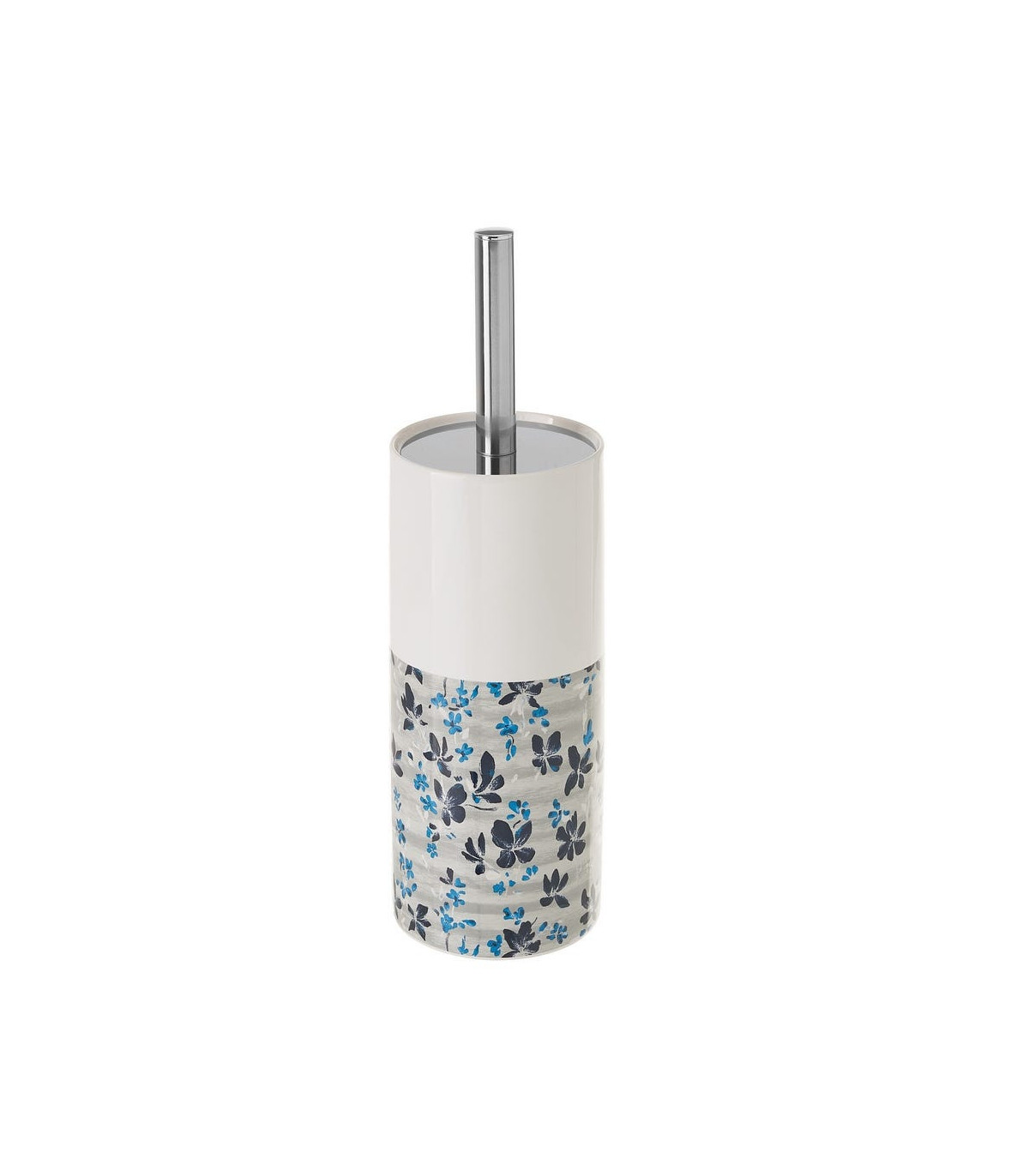 wadiga Brosse WC céramique blanc et bleu floral