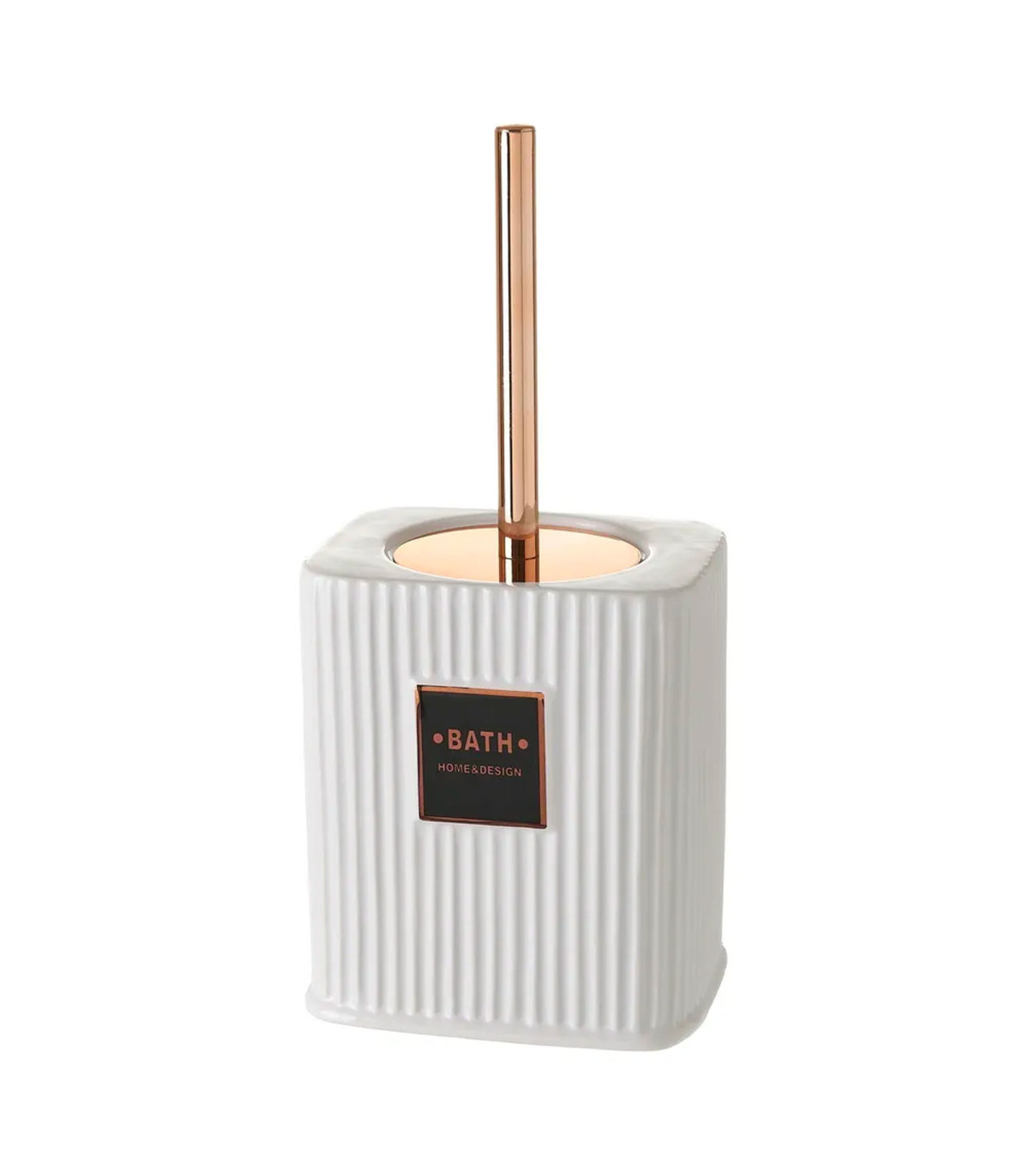 Wadiga Brosse WC Céramique Blanc Et Cuivre Bath