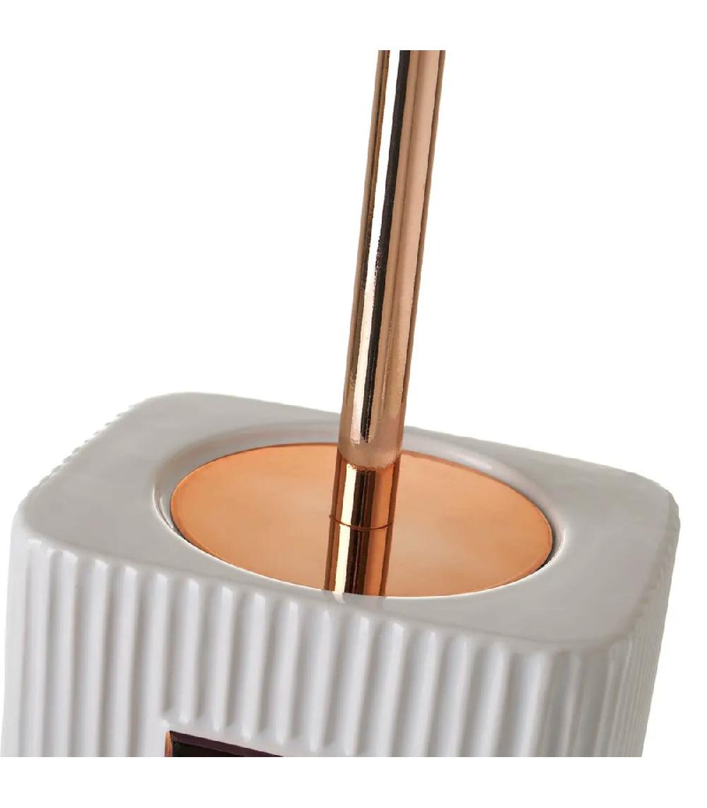 Wadiga Brosse WC Céramique Blanc Et Cuivre Bath