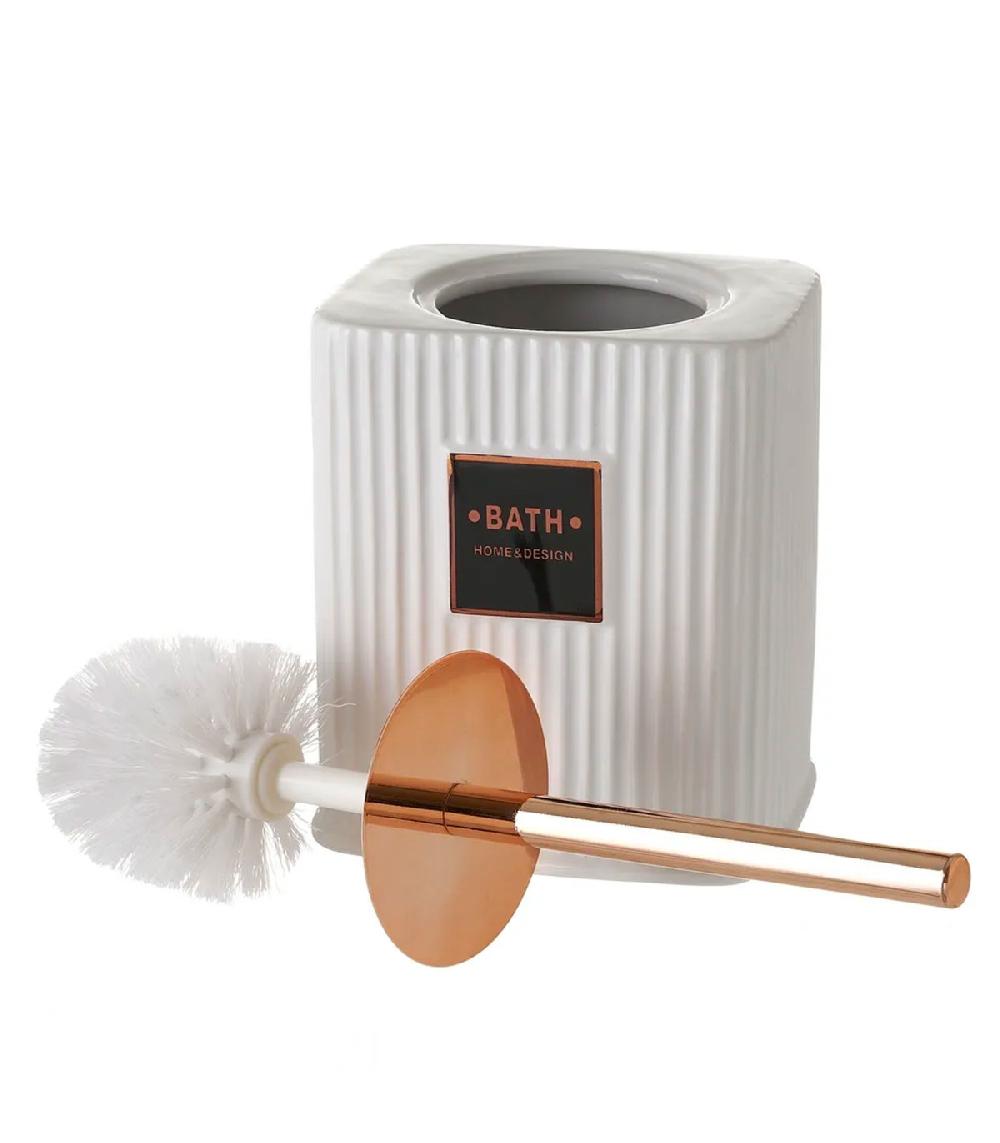 wadiga Brosse WC céramique blanc et cuivre Bath