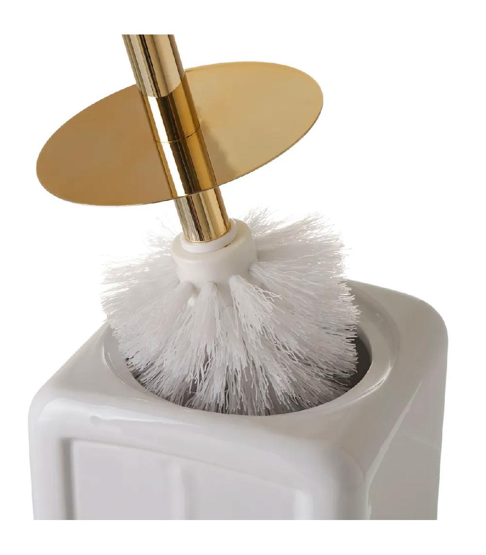 Wadiga Brosse WC Céramique Blanc Et Or
