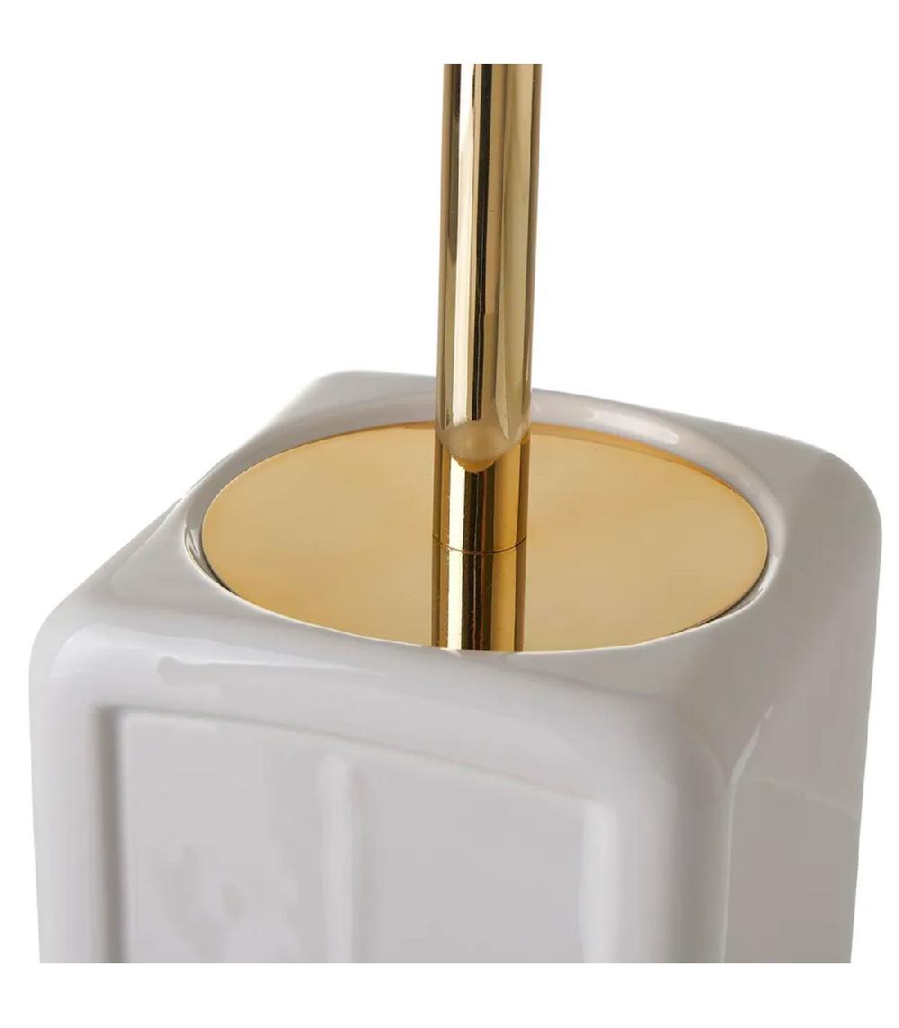 Wadiga Brosse WC Céramique Blanc Et Or