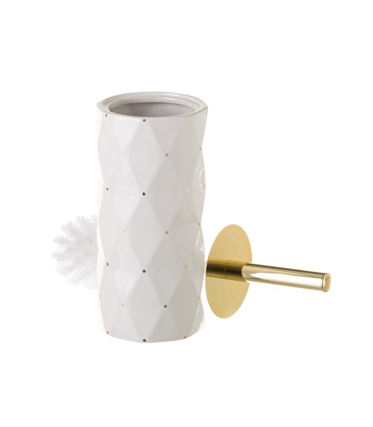 Wadiga Brosse WC Céramique Blanc Et Or à Pois
