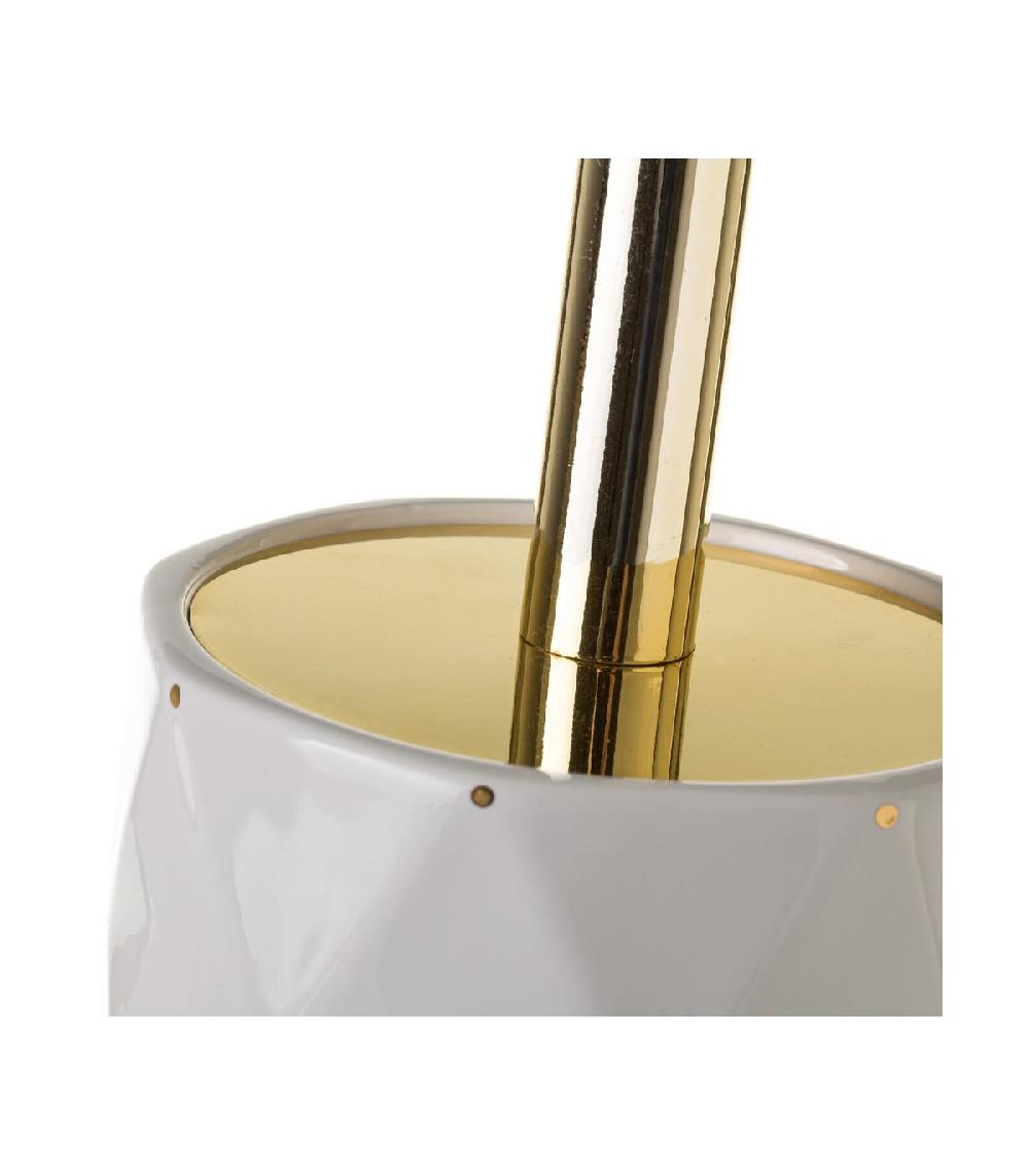 Wadiga Brosse WC Céramique Blanc Et Or à Pois