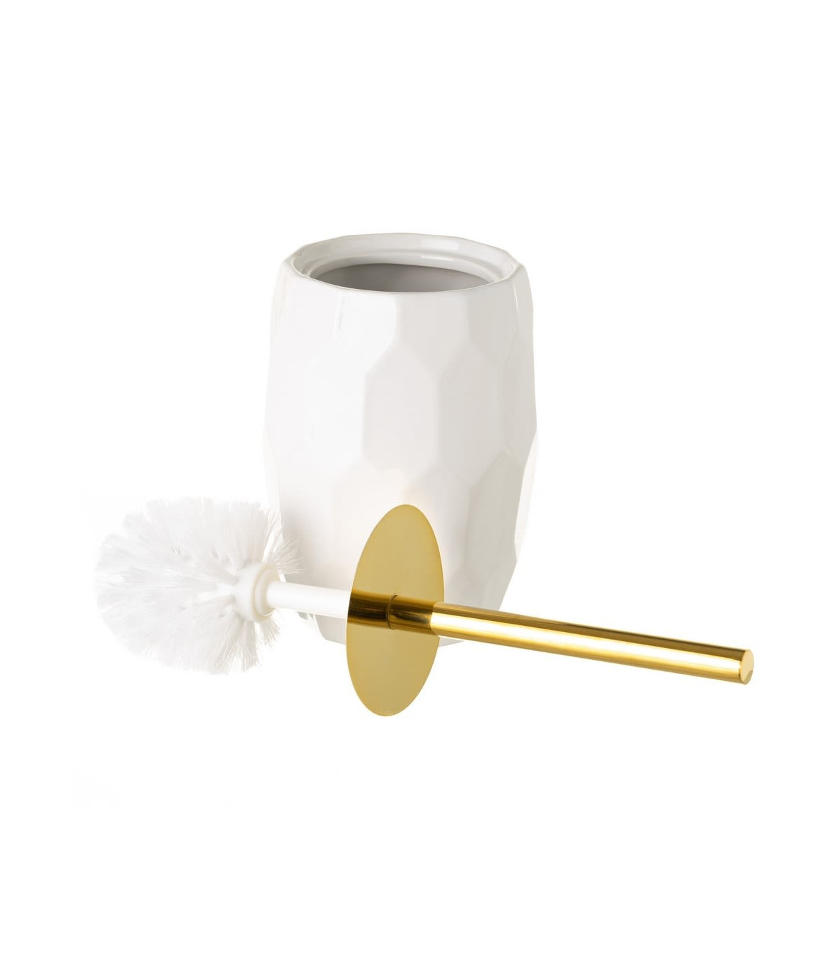 wadiga Brosse WC céramique blanc et or