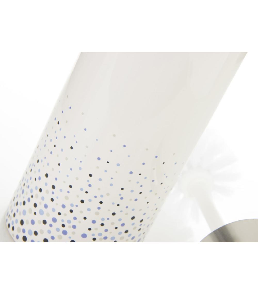 Wadiga Brosse WC Céramique Blanc Et Pois Bleus