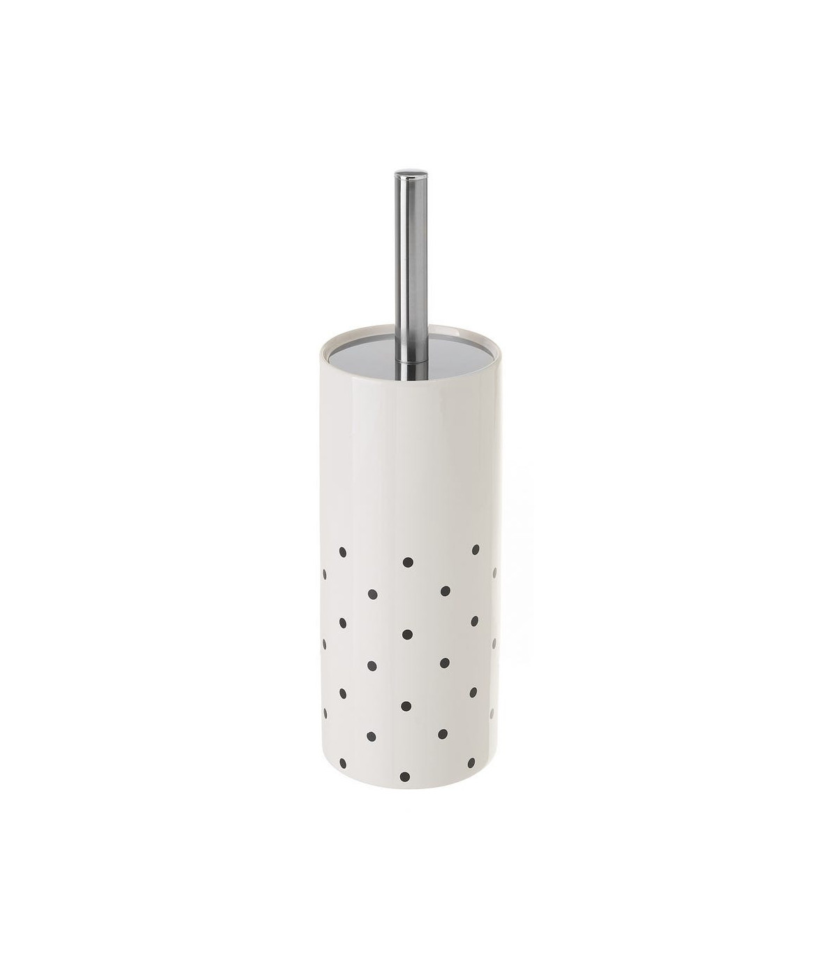 wadiga Brosse WC céramique blanc et pois noirs