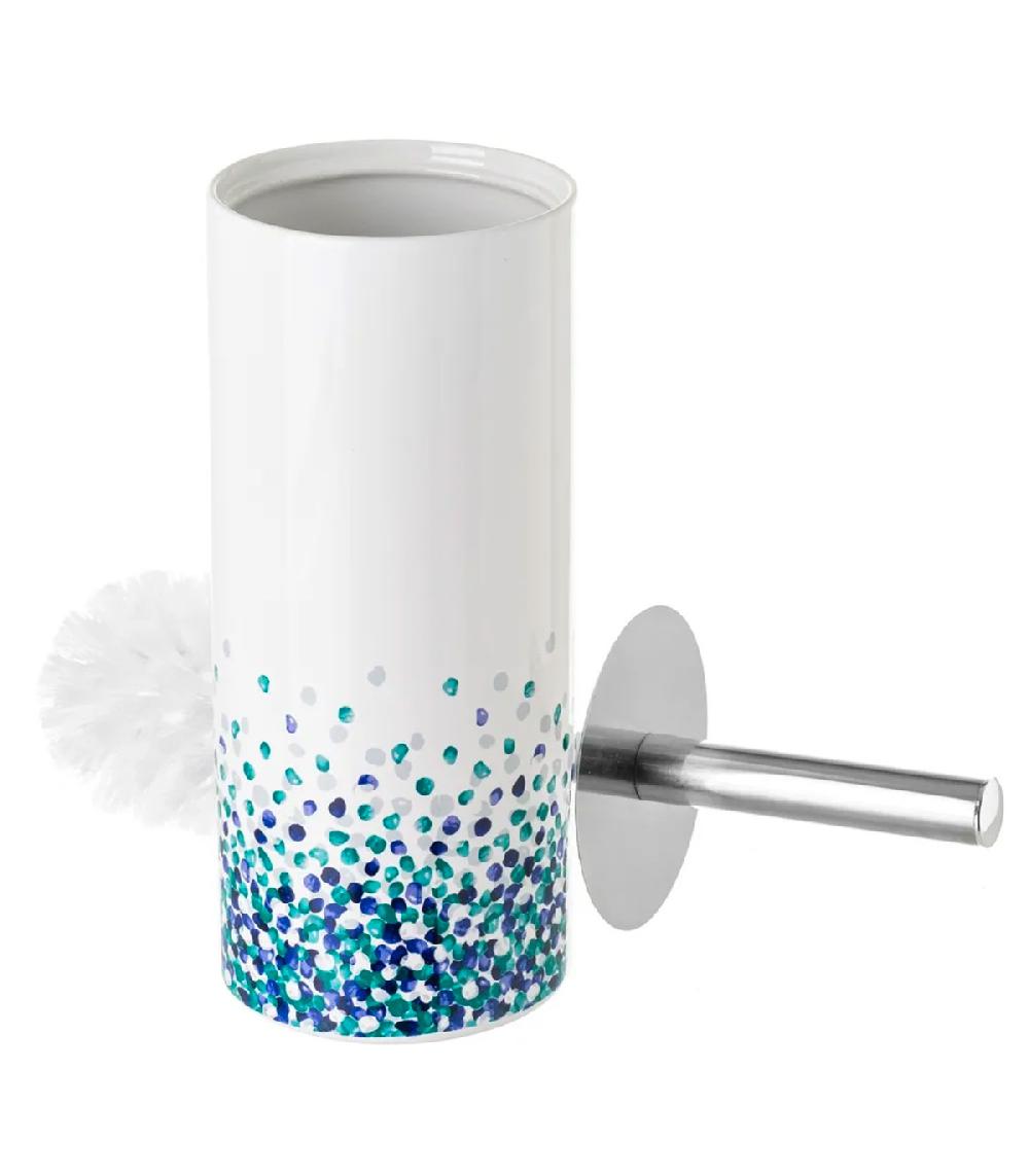 wadiga Brosse WC Céramique Bleu et Blanc Pétales