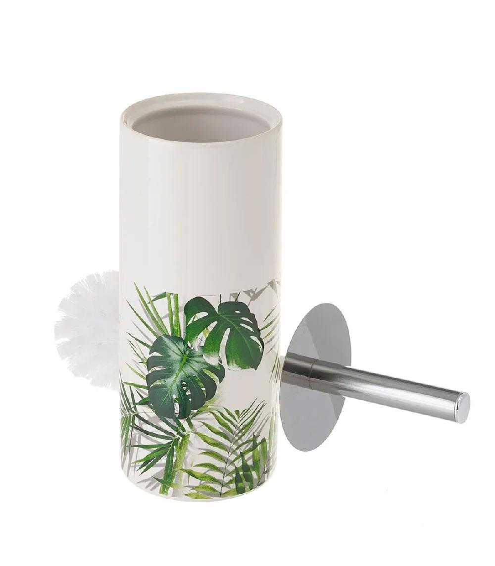 wadiga Brosse WC céramique feuillage vert