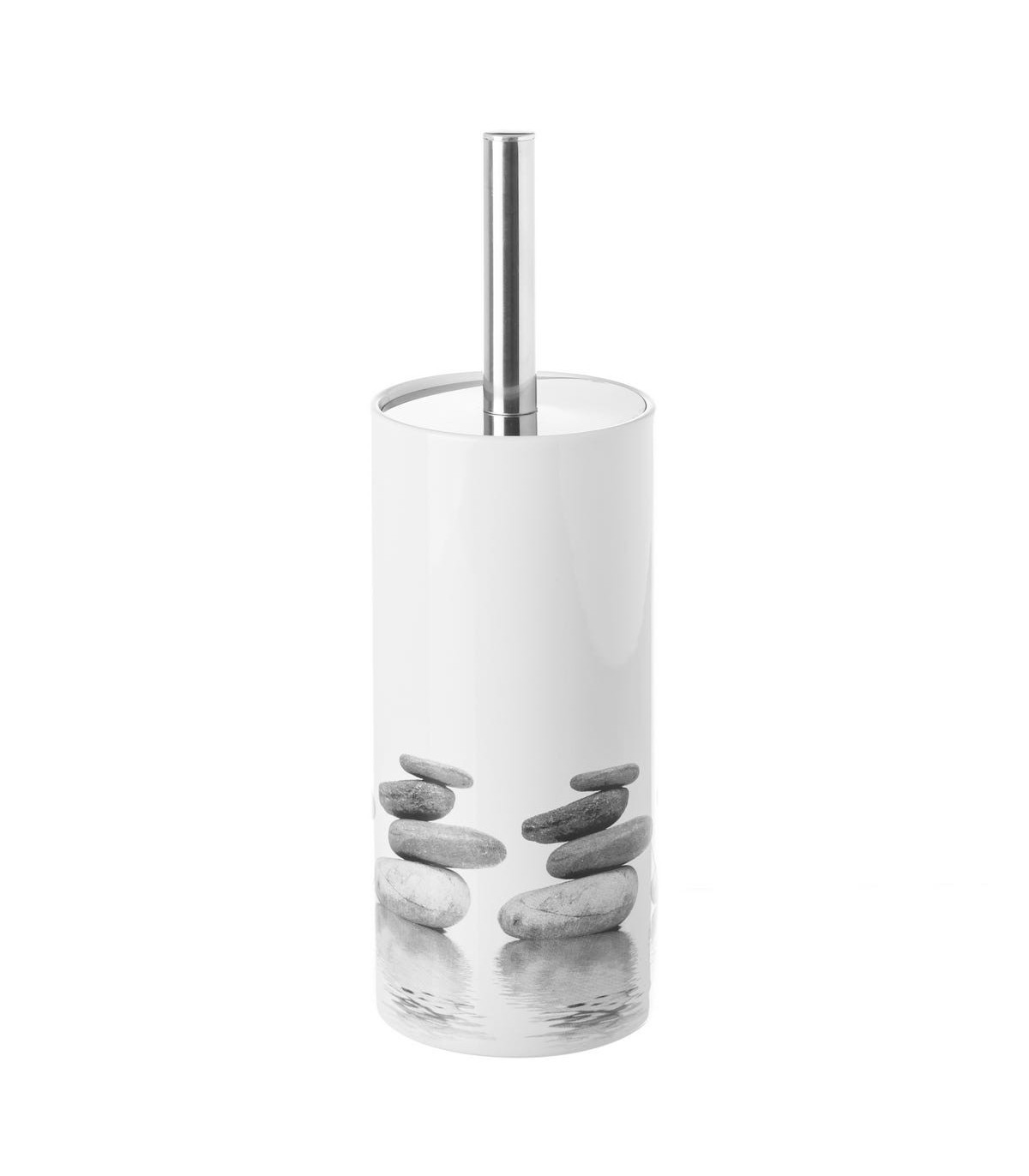 Wadiga Brosse WC Céramique Gris Et Blanc Galets