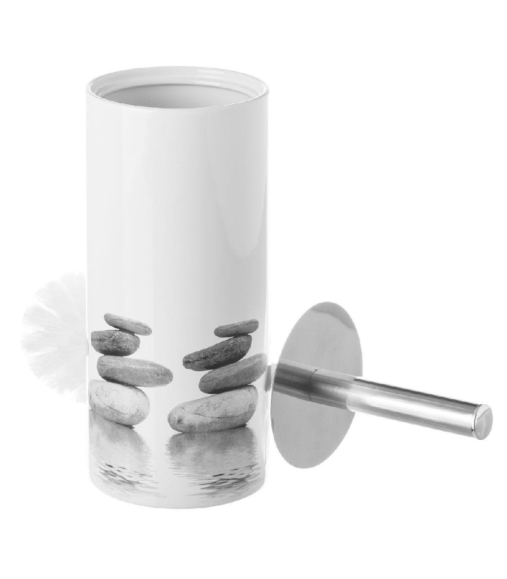 wadiga Brosse WC céramique gris et blanc galets