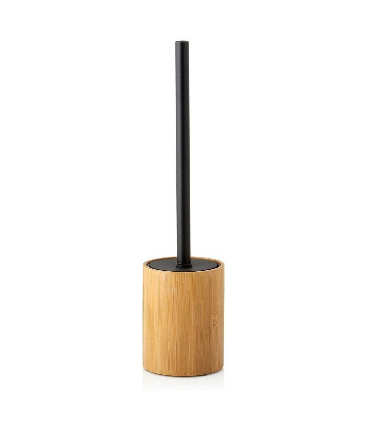 wadiga Brosse WC en Bambou et Polyrésine Noire