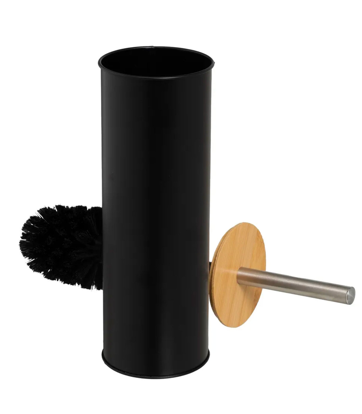 wadiga Brosse WC en métal noir et bambou