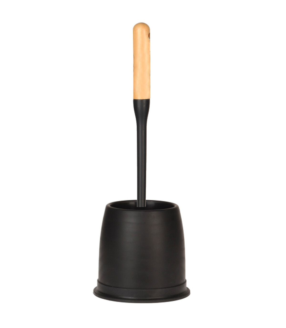 Wadiga Brosse WC En Plastique Noir Et Bois