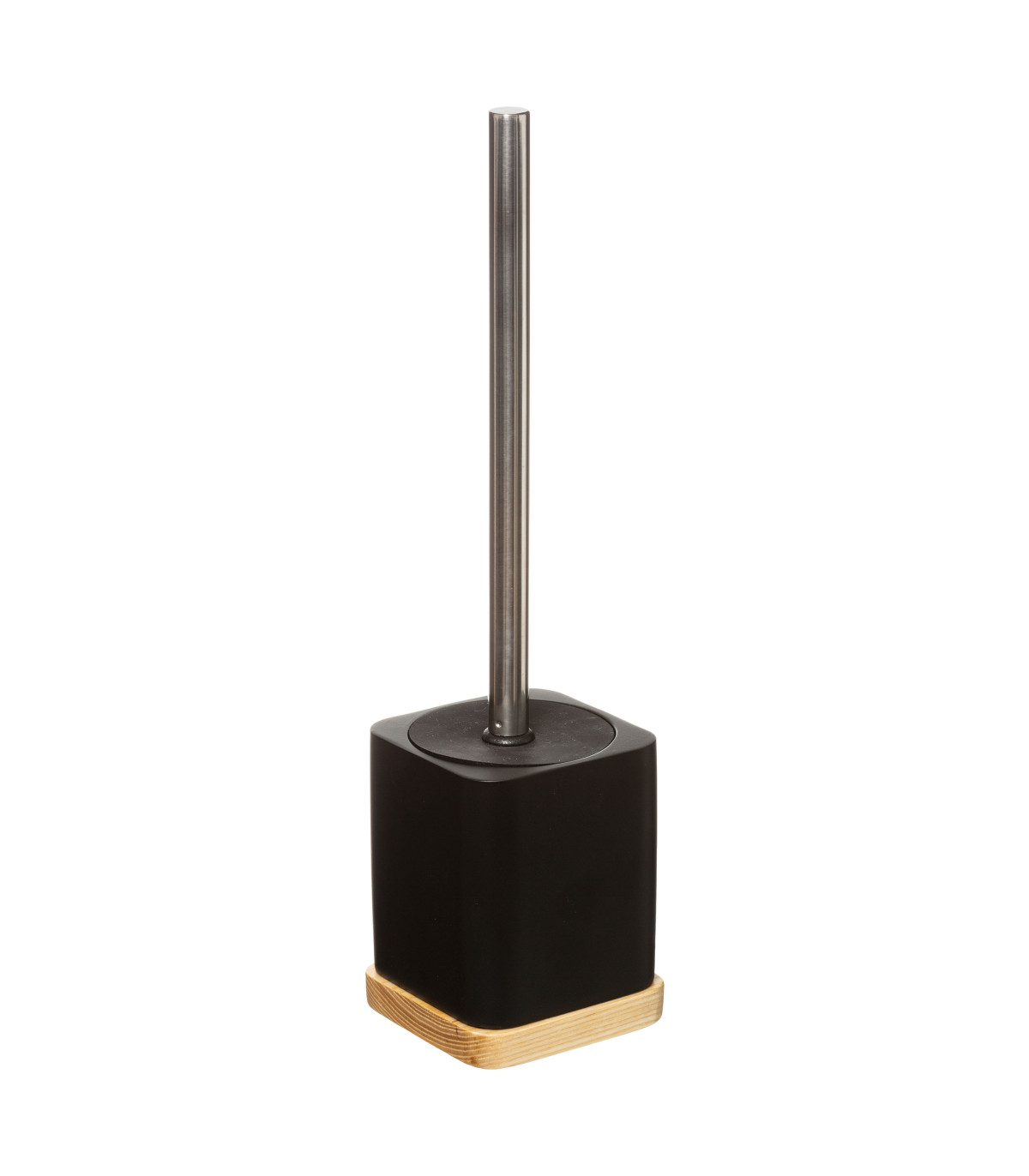 wadiga Brosse WC noir et bois - 9x9x35.5cm