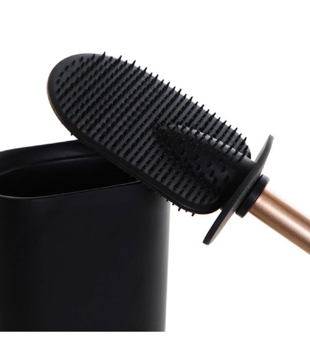 Wadiga Brosse WC Résine Noire 10x6x40cm