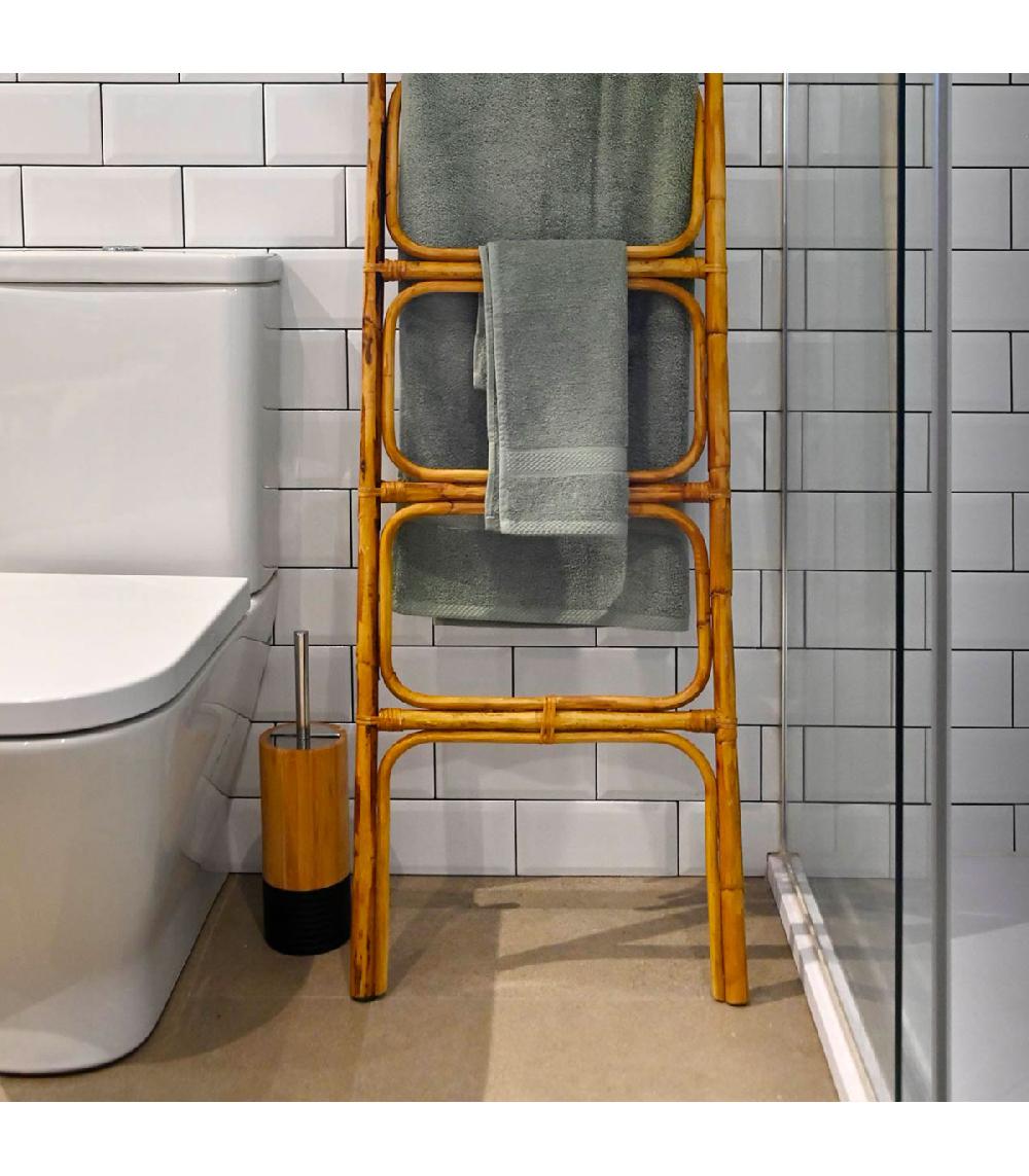 Wadiga Brosse WC Ronde Bambou Et Noir 10x10x36.8cm