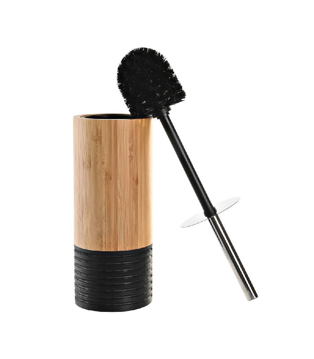 Wadiga Brosse WC Ronde Bambou Et Noir 10x10x36.8cm