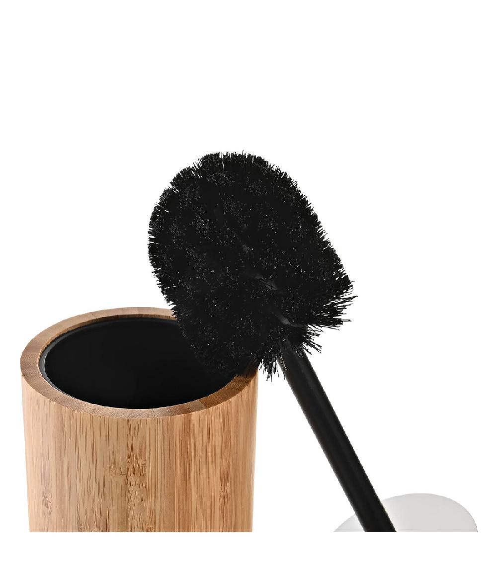 Wadiga Brosse WC Ronde Bambou Et Noir 10x10x36.8cm