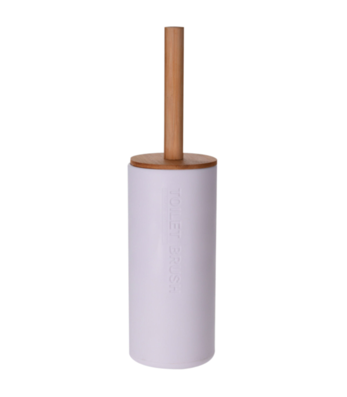 wadiga Brosse WC ronde plastique blanc et bambou