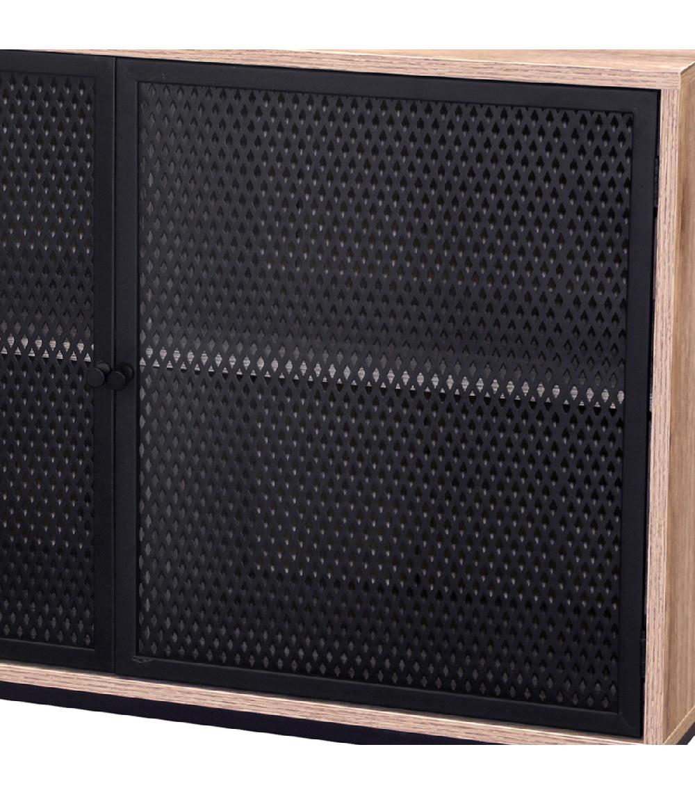 Wadiga Buffet 2 Portes Bois Et Métal Grillagé Noir