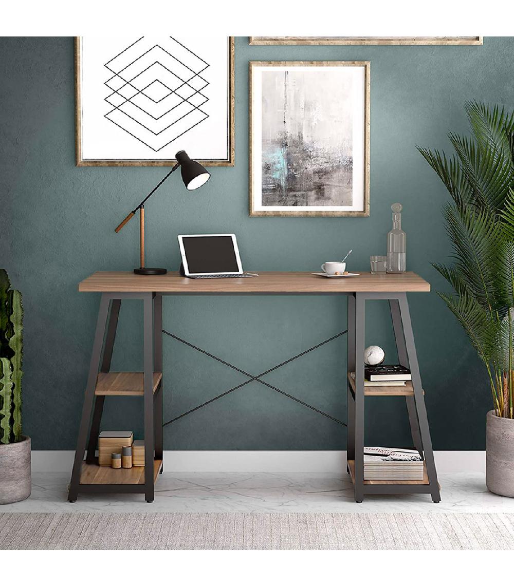 Wadiga Bureau Bois Et Métal Noir 120x50x73cm