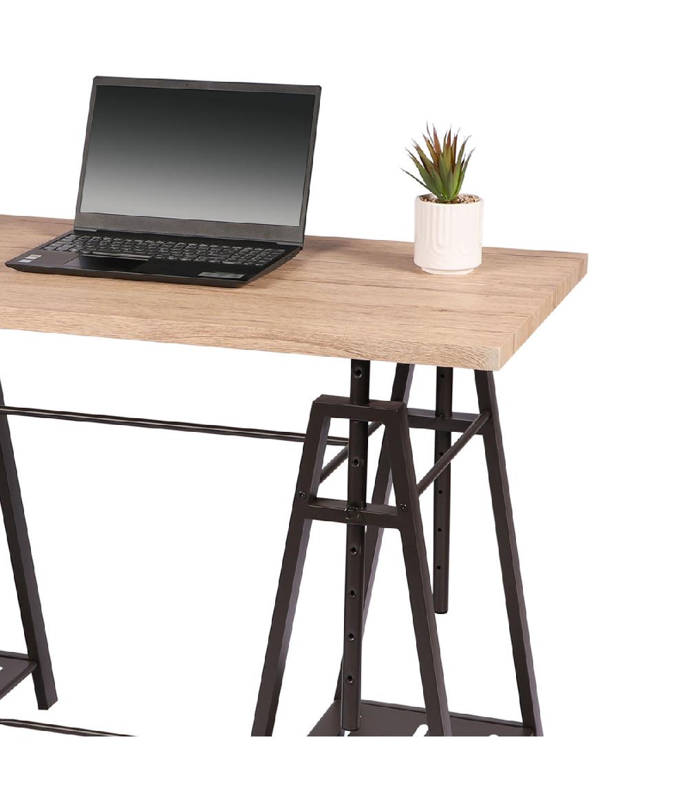 Wadiga Bureau Bois Et Métal Noir Archi - 120cm