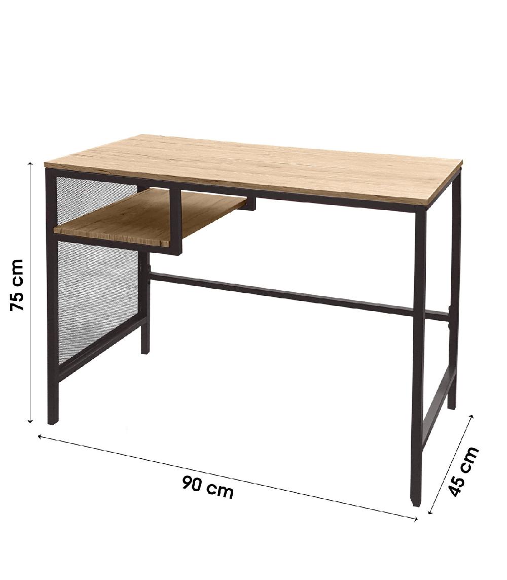 Wadiga Bureau En Bois MDF Et Métal Noir