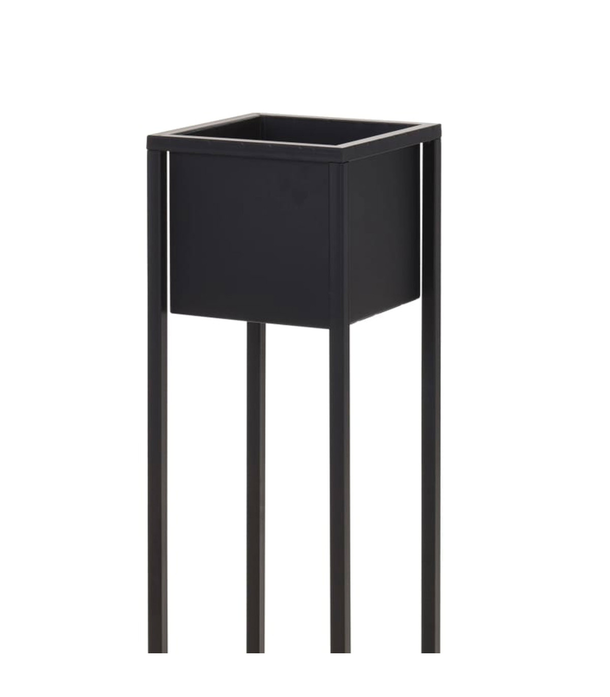Wadiga Cache-pot Sur Pied En Métal Noir 21x21x70cm