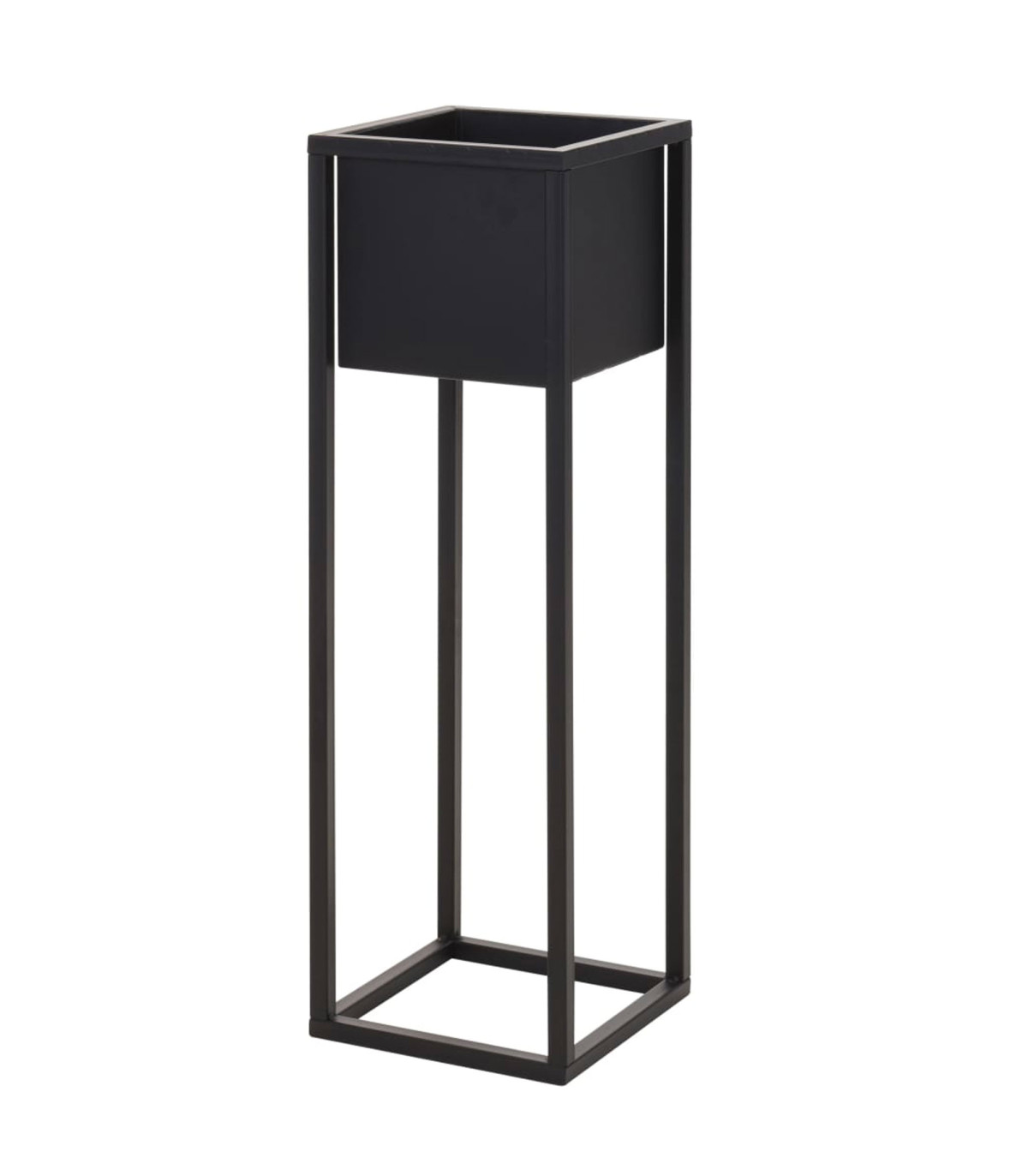 wadiga Cache-pot sur pied en métal noir 21x21x70cm