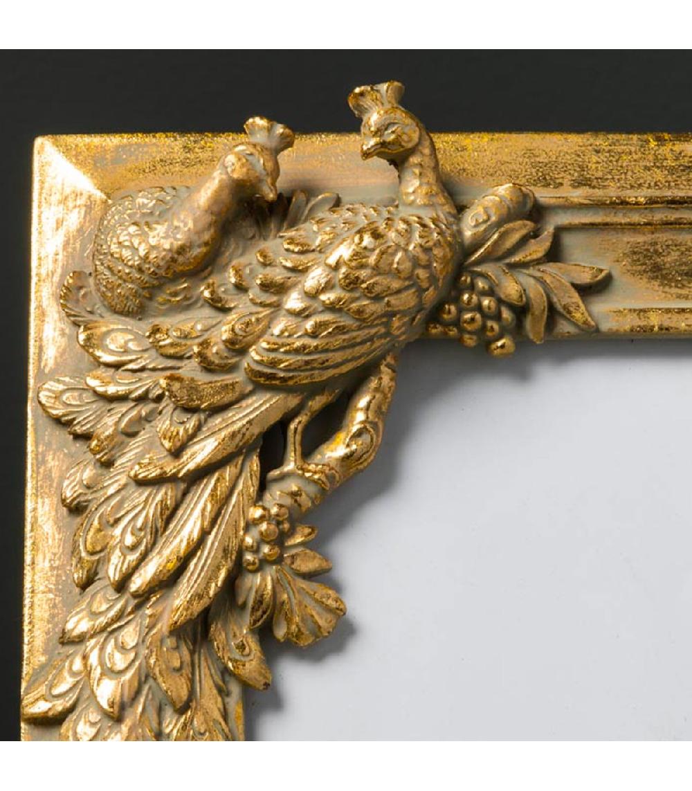 Wadiga Cadre Photo à Poser Doré Paon 21x17cm