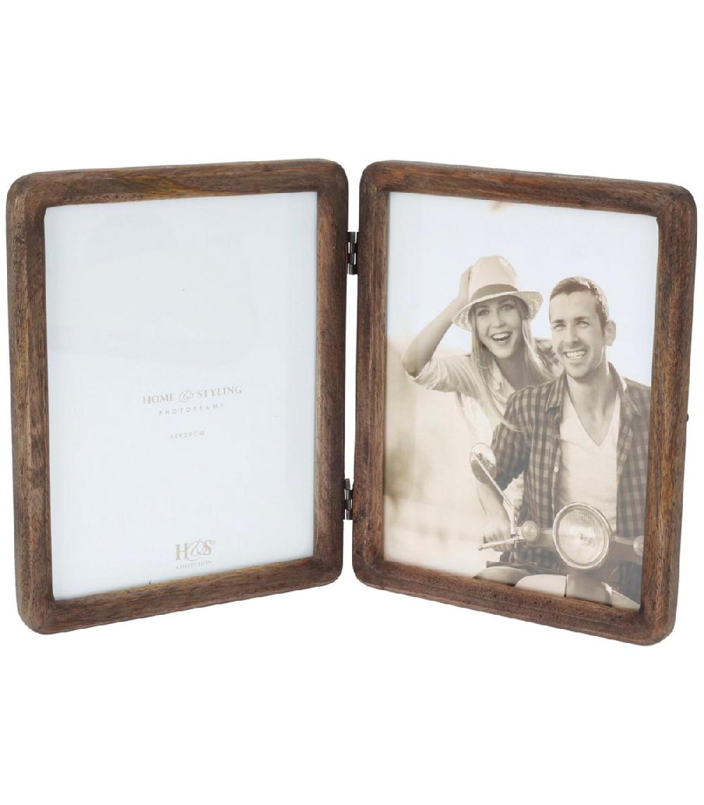 wadiga Cadre photo pour 2 photos pliable bois