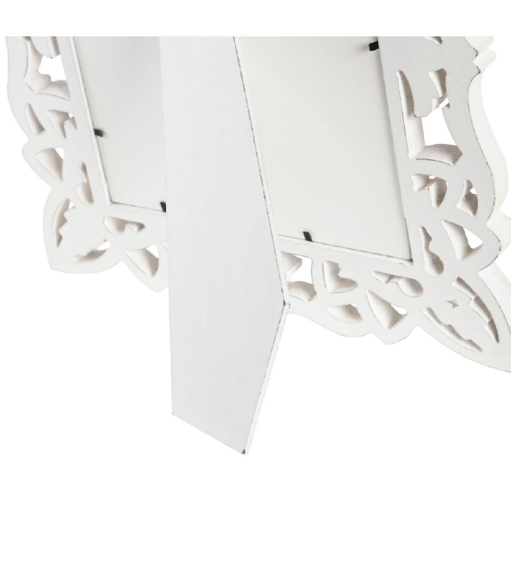 Wadiga Cadre Photo Sculpté Bois Blanc 20x25cm