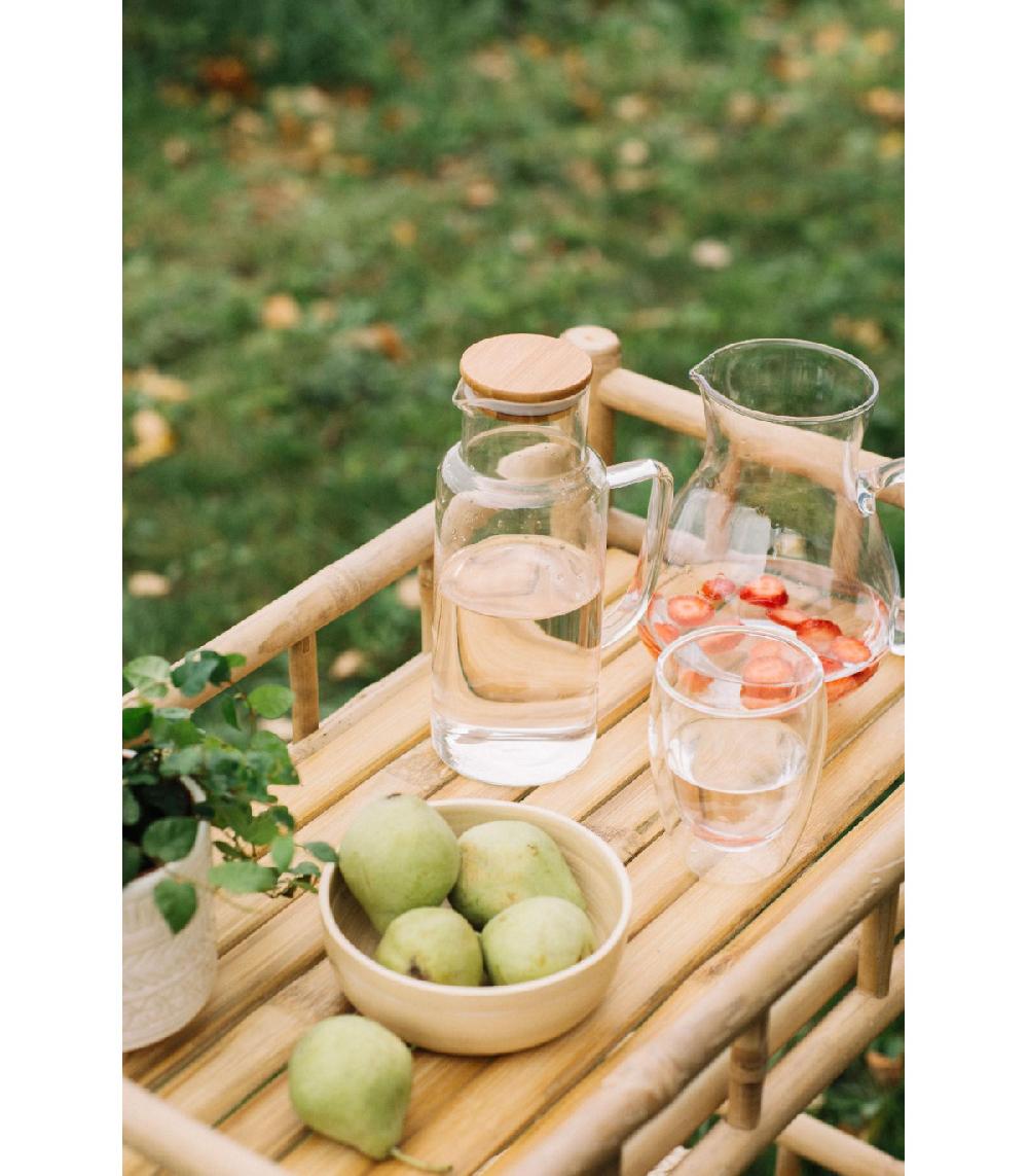 Wadiga Carafe En Verre Et Bouchon Bambou - 1L